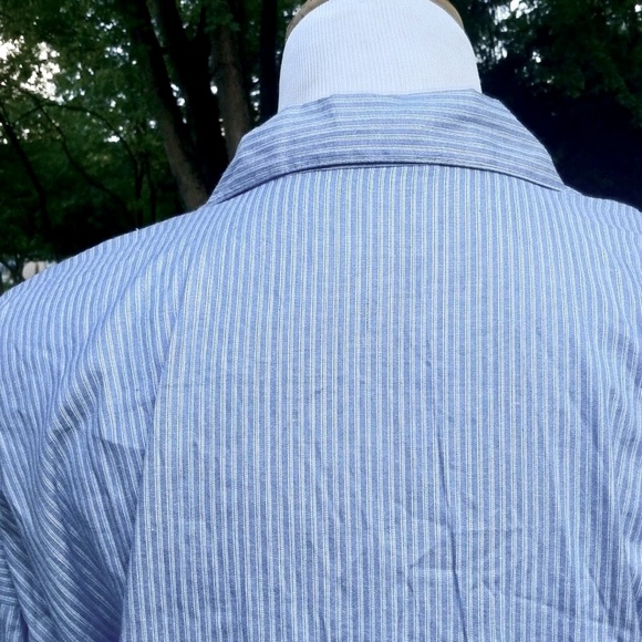 Vintage Double Breasted Blue Pin Striped Cotton Shirt/Blazer - Picture 7 of 9